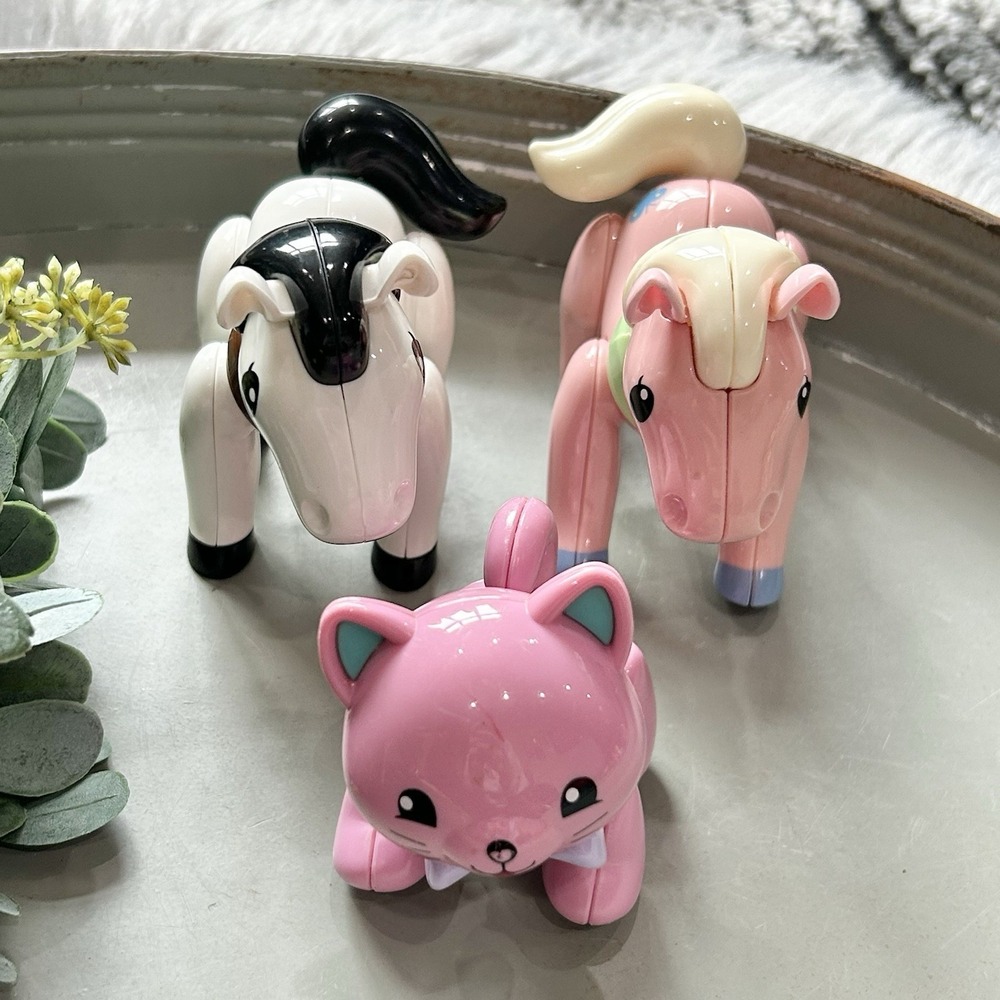 TOLO First Friends Toddler Toys Animal Lot Of Three: Rare Pink Horse-Cat-Horse
